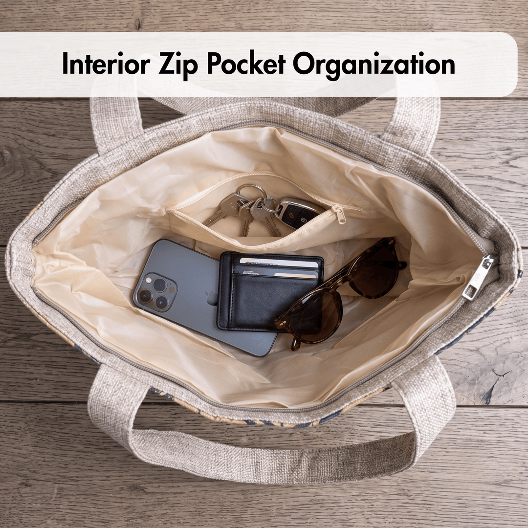 Printed Cork Tote Bag with Fabric Handles