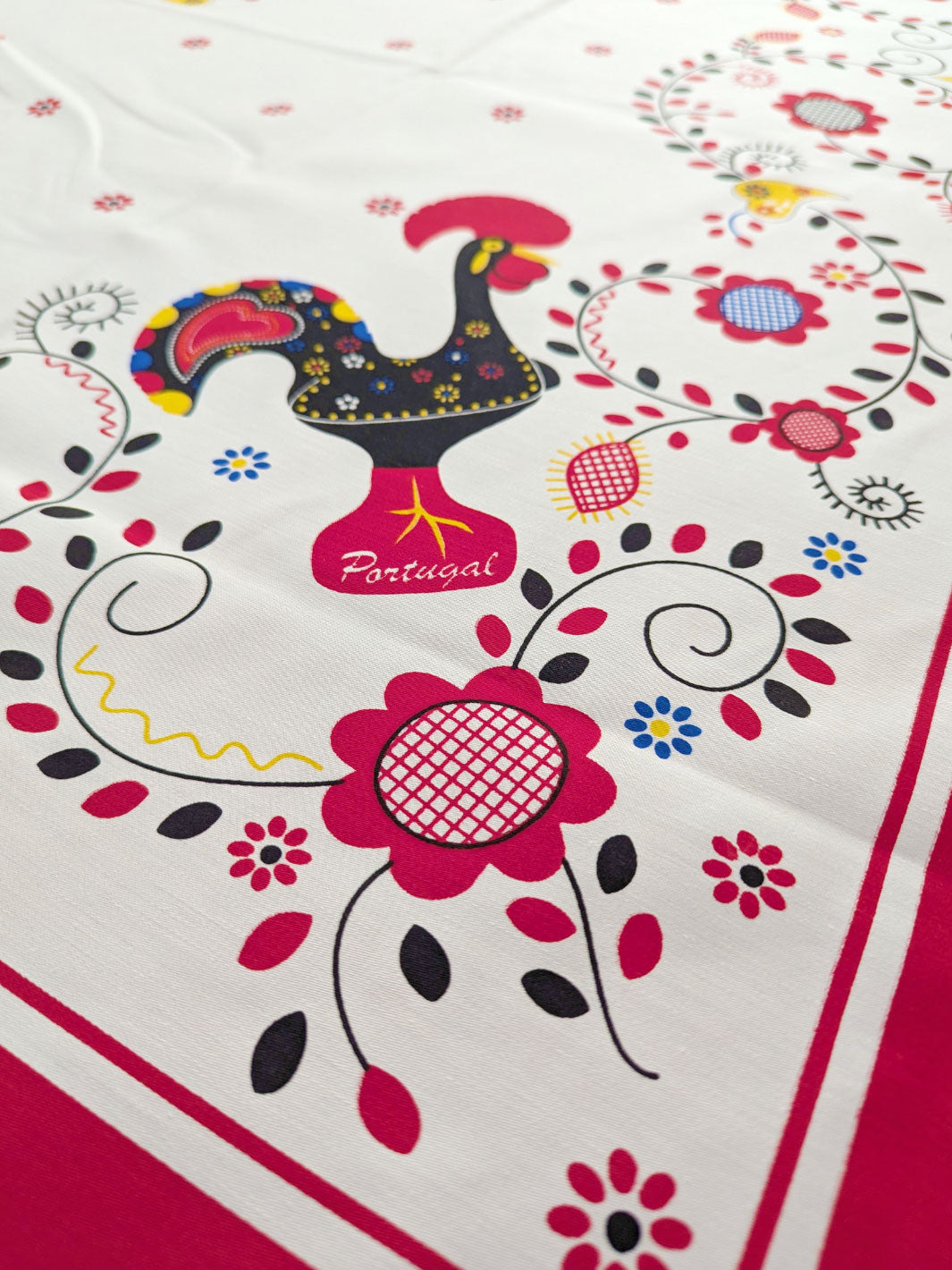 Red Tablecloth with Galo de Barcelos & Viana Embroidery