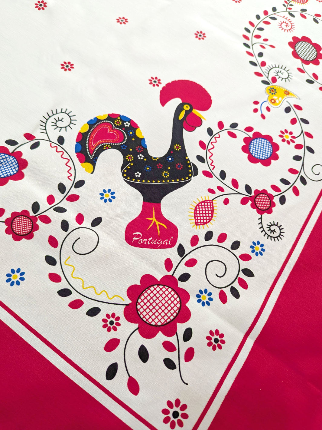 Red Tablecloth with Galo de Barcelos & Viana Embroidery