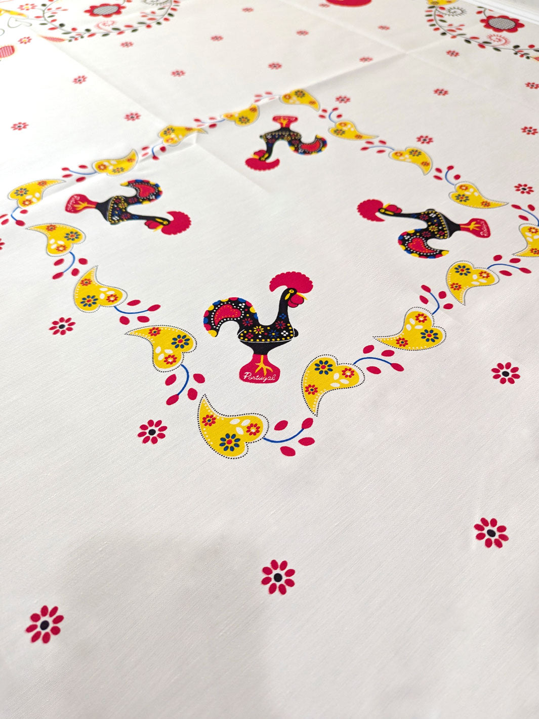 Red Tablecloth with Galo de Barcelos & Viana Embroidery