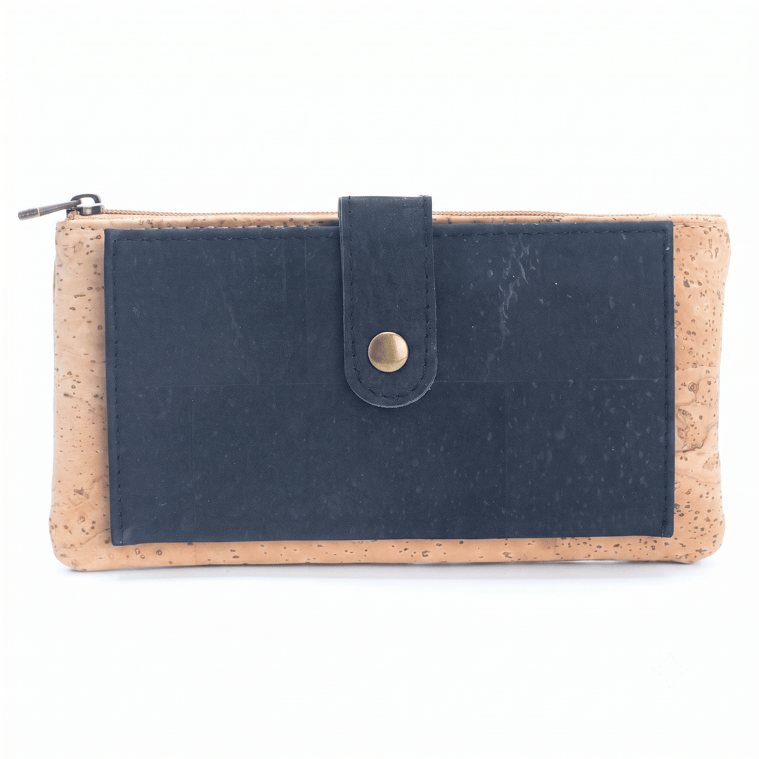 Slim Natural Cork Long Wallet with Snap Closure – Made in Portugal
