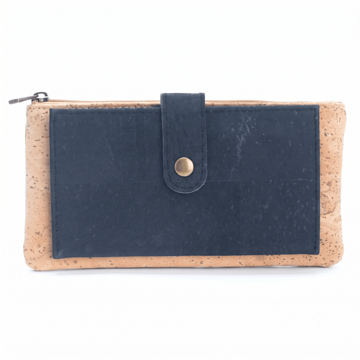 Slim Natural Cork Long Wallet with Snap Closure – Made in Portugal