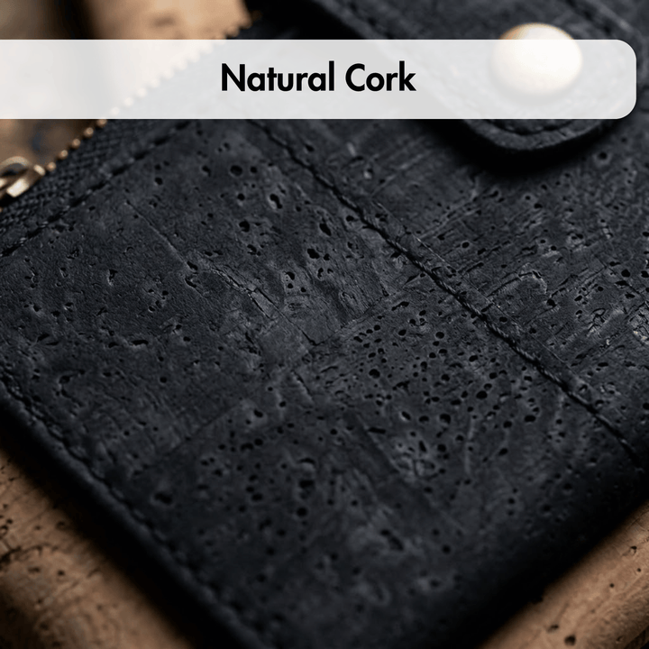 Slim Natural Cork Long Wallet with Snap Closure – Made in Portugal
