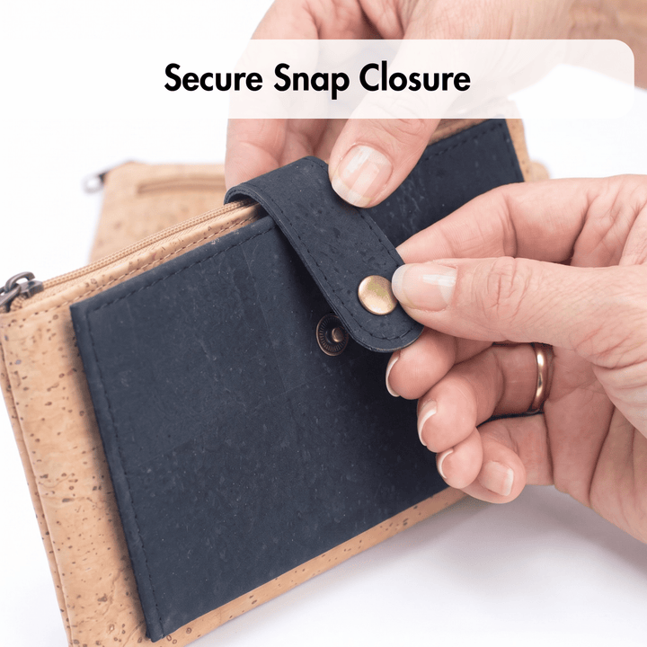 Slim Natural Cork Long Wallet with Snap Closure – Made in Portugal
