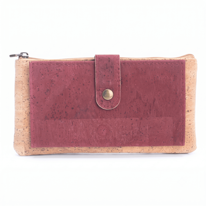 Slim Natural Portuguese Cork Long Wallet with Snap Closure