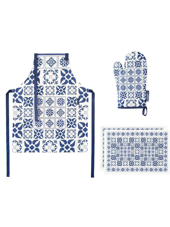 Traditional Portuguese Tiles Inspired Blue & White Kitchen Apron