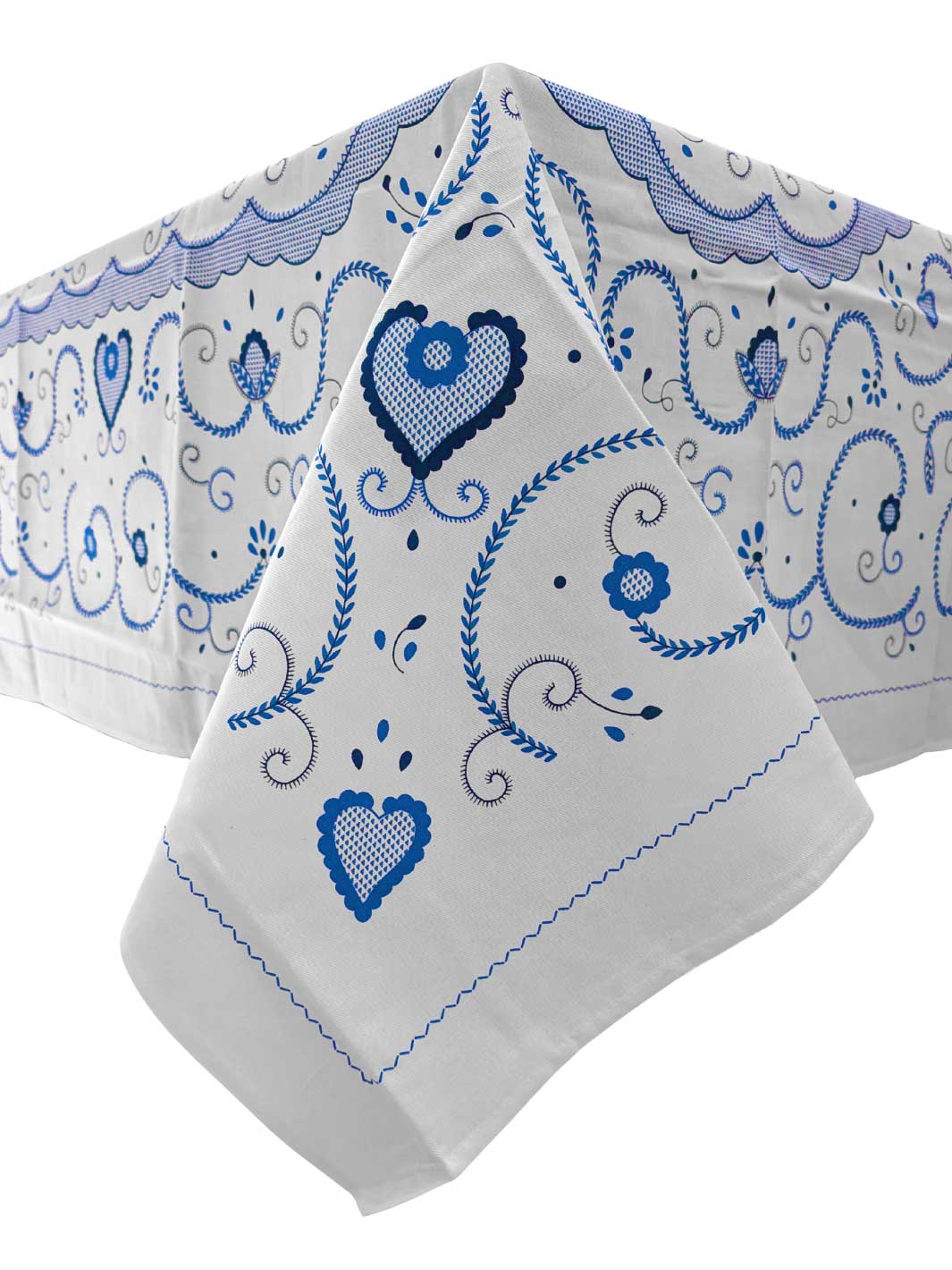 Viana Embroidery Printed Tablecloth - Blue