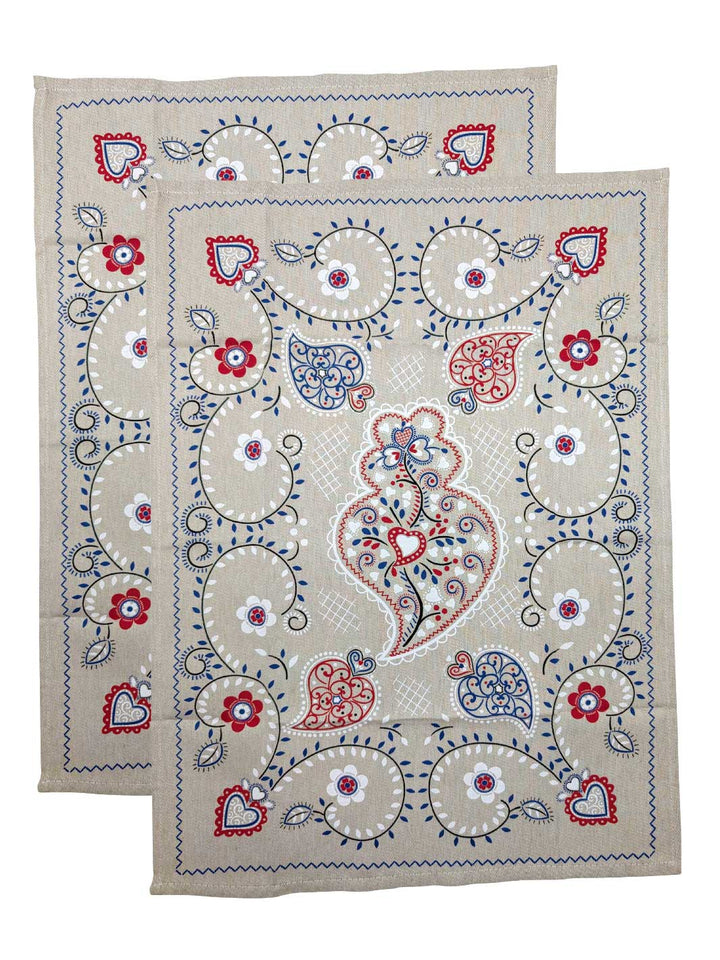 Viana Heart Dish Towels Set of 2