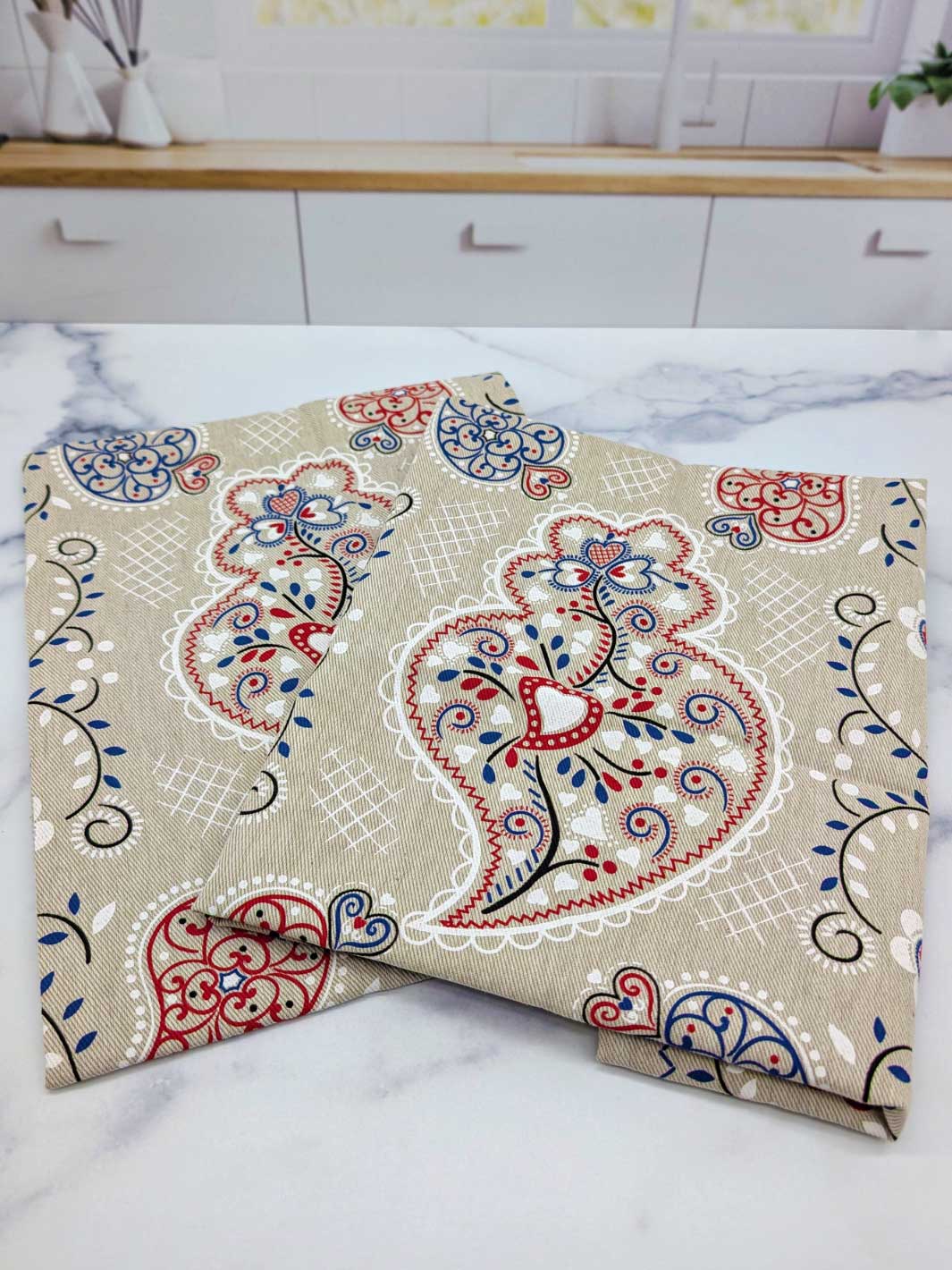 Viana Heart Dish Towels Set of 2