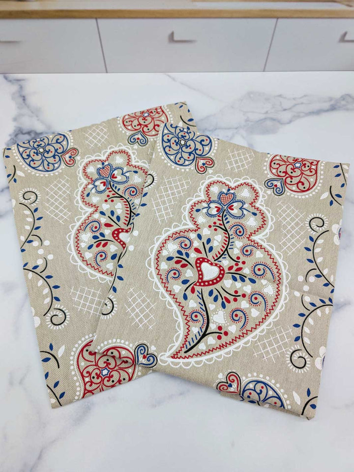 Viana Heart Dish Towels Set of 2