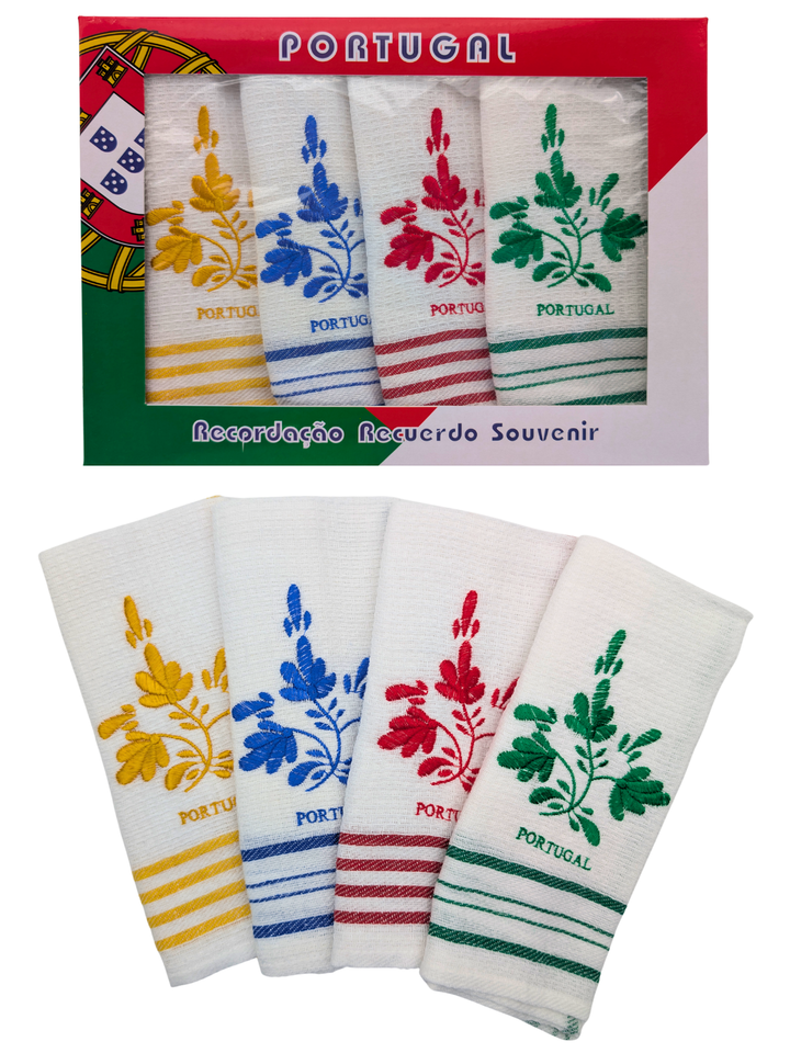 Viana's Embroidery Dish Towels Set of 4 with Gift Box