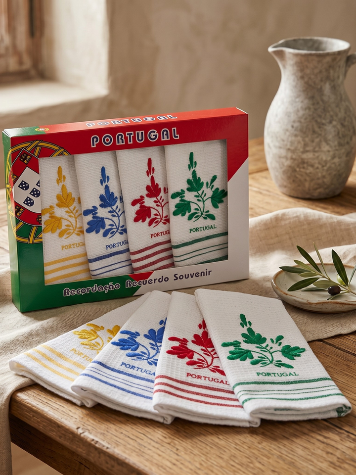 Viana's Embroidery Dish Towels Set of 4 with Gift Box