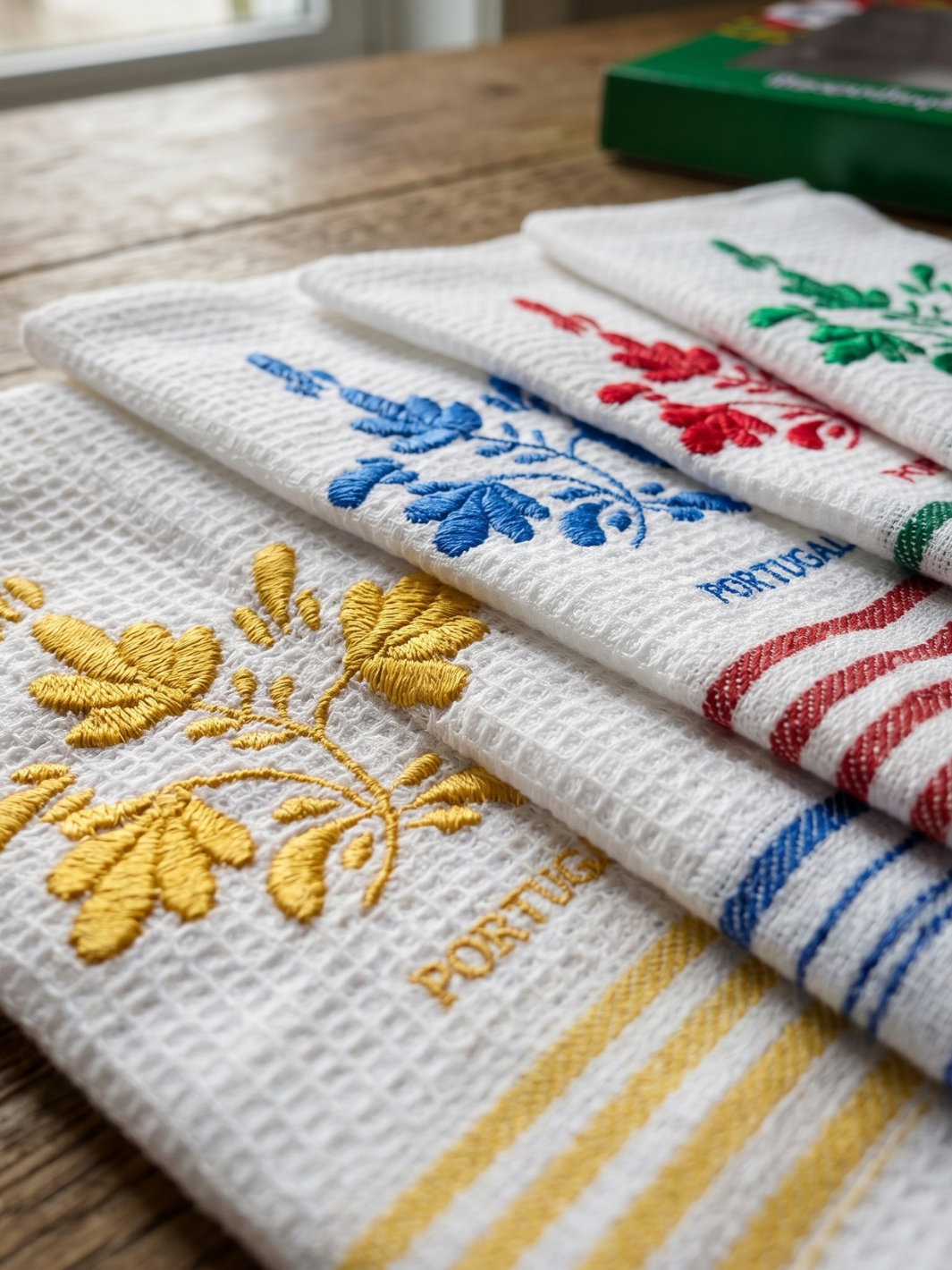 Viana's Embroidery Dish Towels Set of 4 with Gift Box