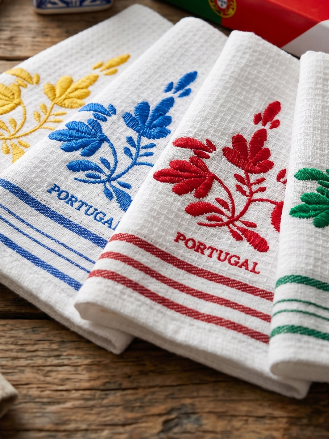 Viana's Embroidery Dish Towels Set of 4 with Gift Box