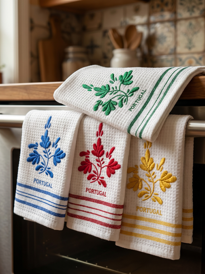 Viana's Embroidery Dish Towels Set of 4 with Gift Box