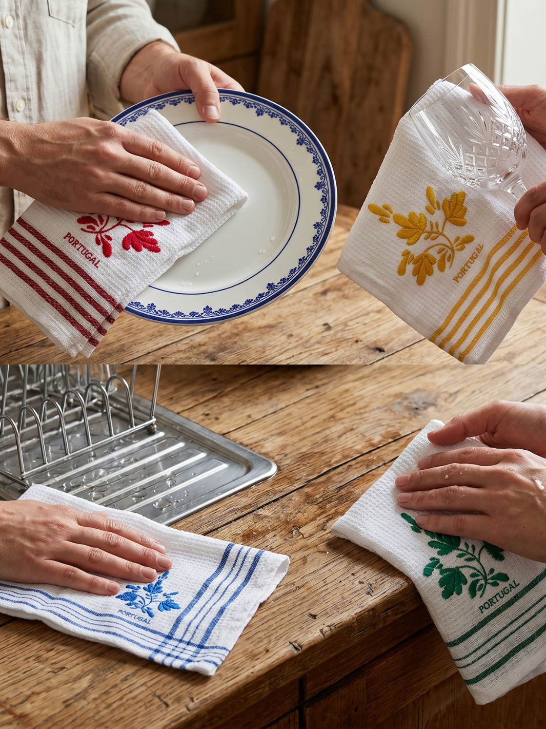 Viana's Embroidery Dish Towels Set of 4 with Gift Box