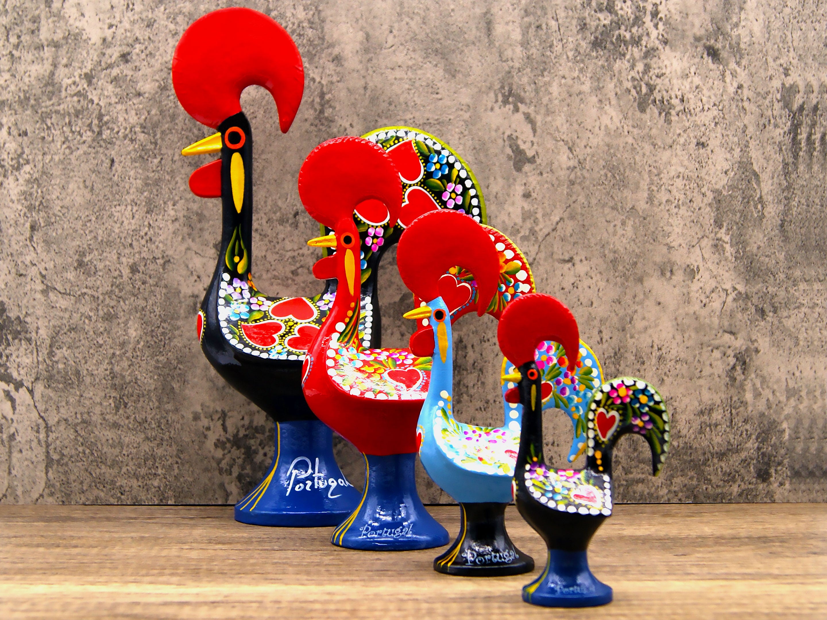 AMJ Galos Aluminum Traditional Portuguese Rooster Figurines We