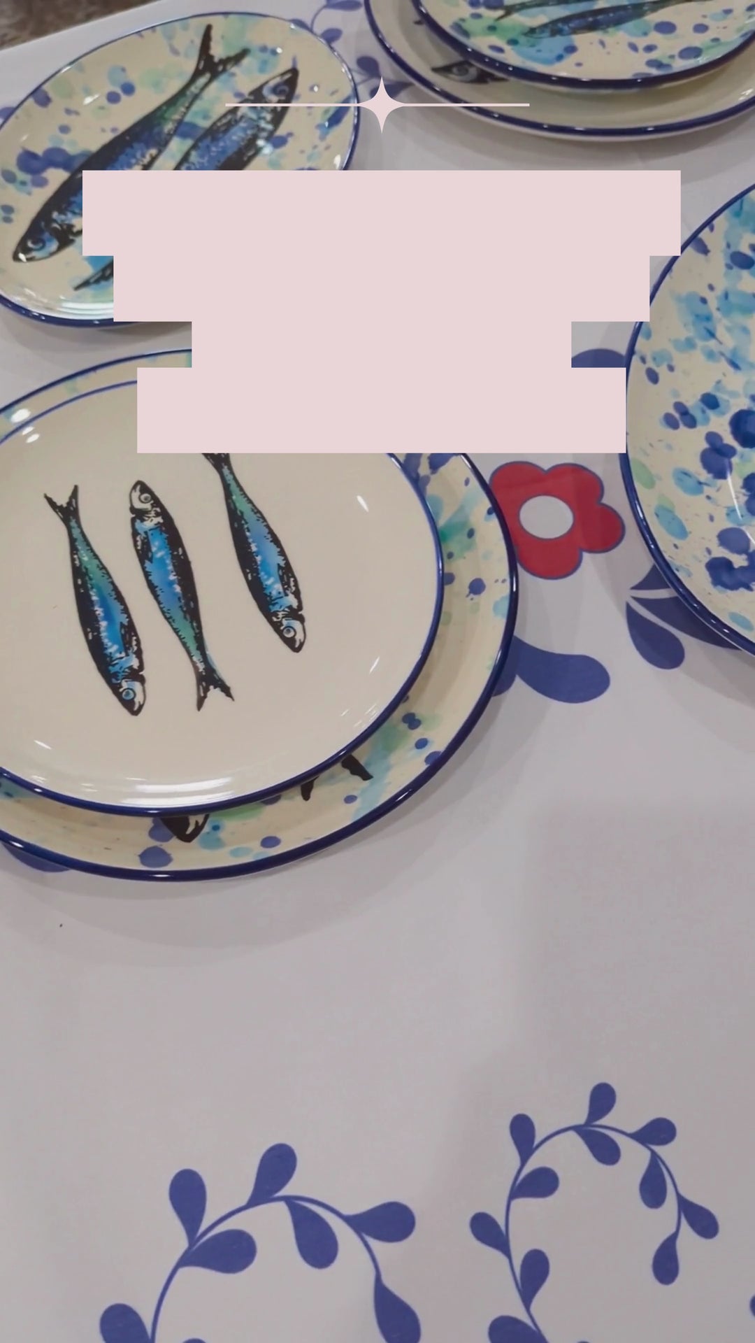 Portuguese Pottery Ceramic Dessert Plate - Splash Sardines