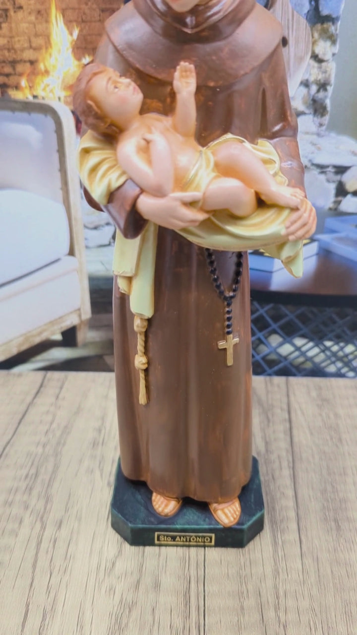 9.5 Inch Hand-Painted Saint Anthony Statue Made in Portugal