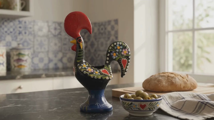 4 Inch Good Luck Traditional Portuguese Rooster Toothpick Holder