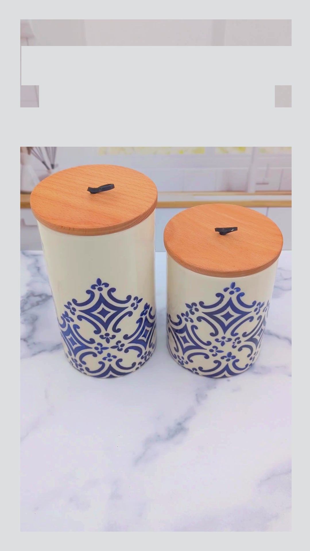 Set of 2 Portuguese Pottery Ceramic Kitchen Canisters - Tradition