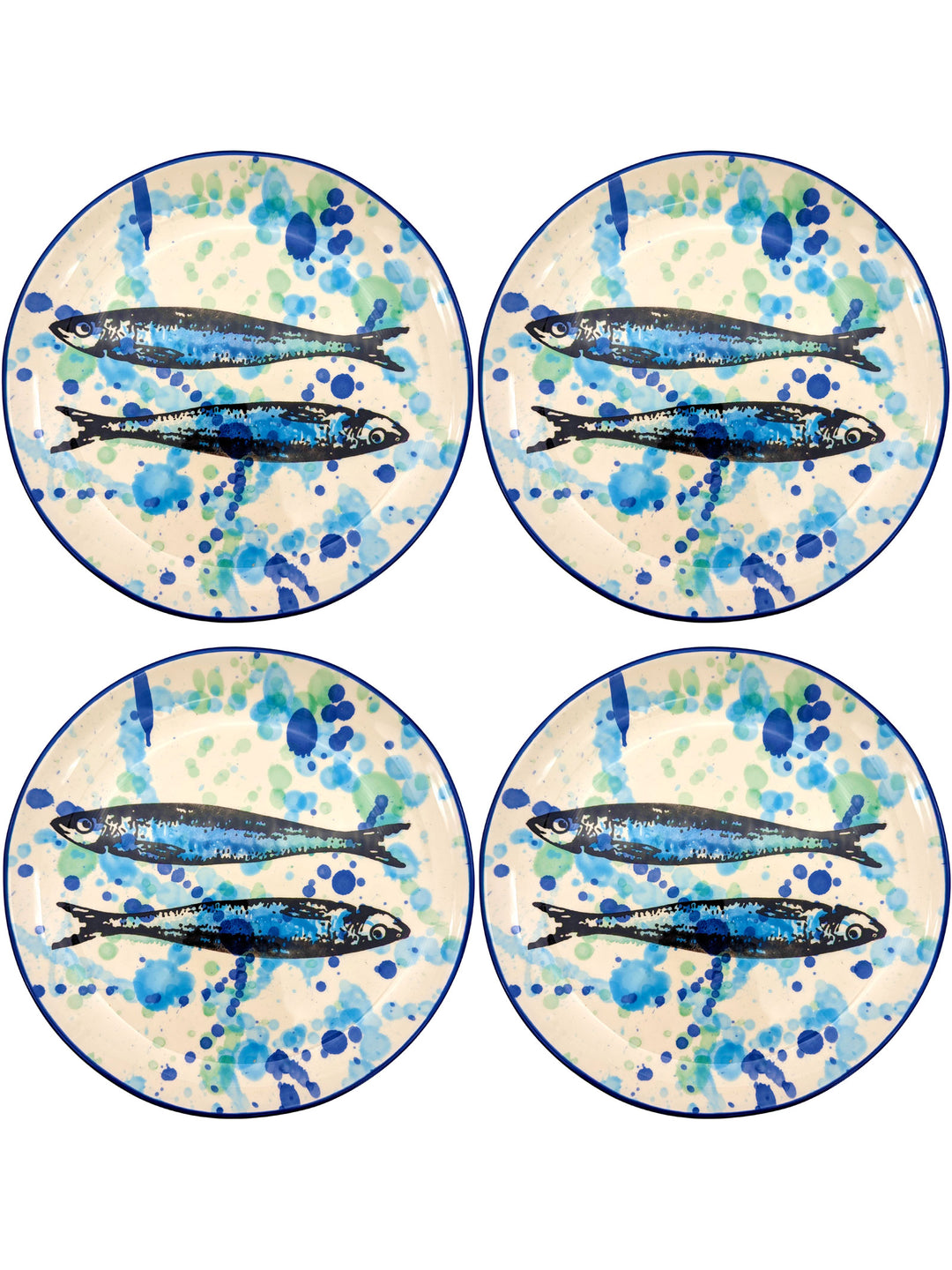 Portuguese Pottery Ceramic Dinner Plate - Splash Sardines