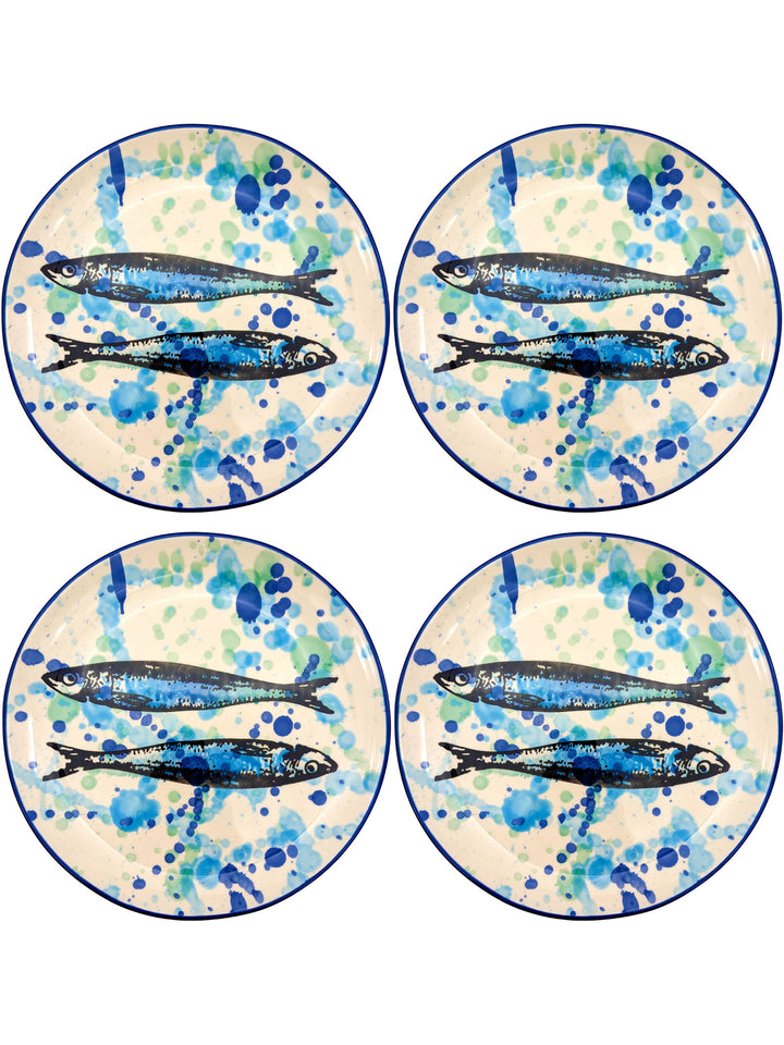 Portuguese Pottery Ceramic Dinner Plate - Splash Sardines