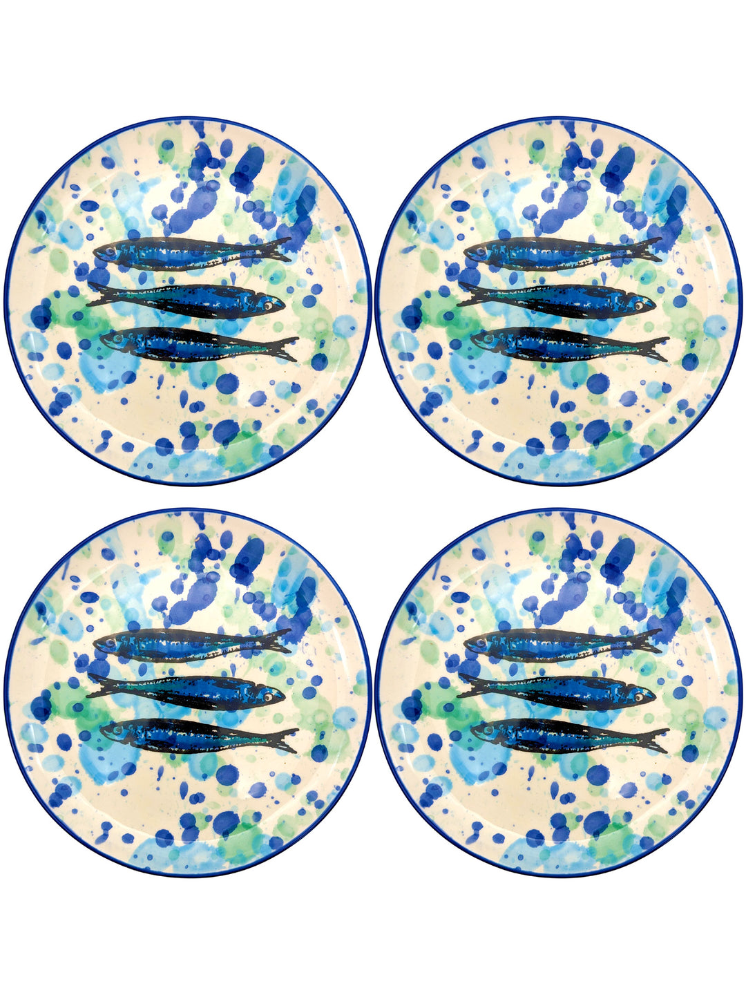 Portuguese Pottery Ceramic Dessert Plate - Splash Sardines