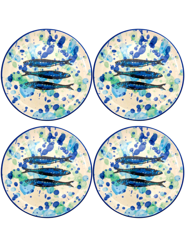 Portuguese Pottery Ceramic Dessert Plate - Splash Sardines