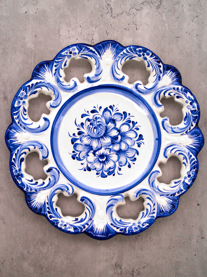 10 Inch Hand painted Blue & White Portuguese Ceramic Wall Décor Hanging Plate