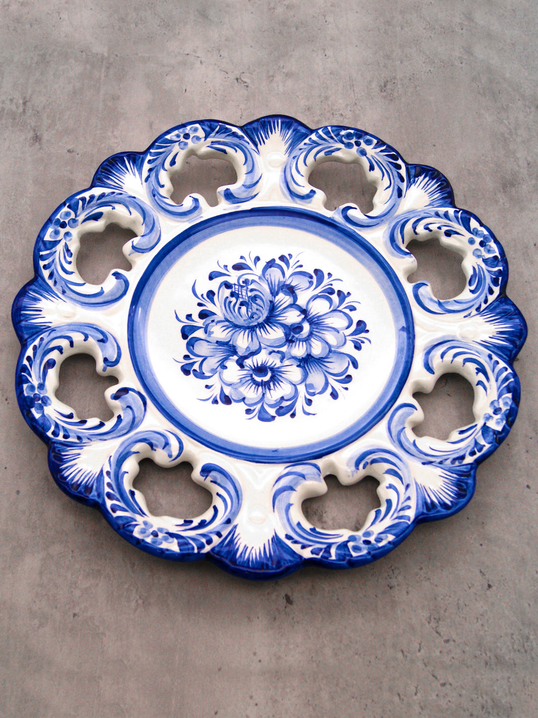 10 Inch Hand painted Blue & White Portuguese Ceramic Wall Décor Hanging Plate