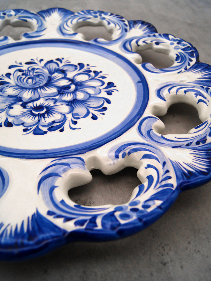 10 Inch Hand painted Blue & White Portuguese Ceramic Wall Décor Hanging Plate