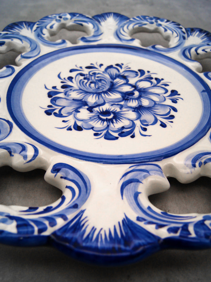 10 Inch Hand painted Blue & White Portuguese Ceramic Wall Décor Hanging Plate