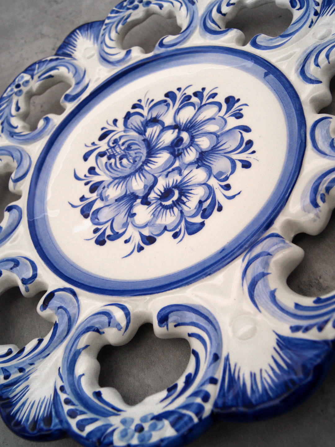 10 Inch Hand painted Blue & White Portuguese Ceramic Wall Décor Hanging Plate