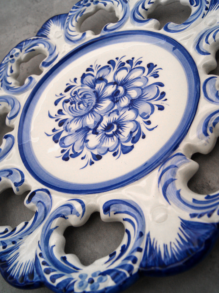 10 Inch Hand painted Blue & White Portuguese Ceramic Wall Décor Hanging Plate