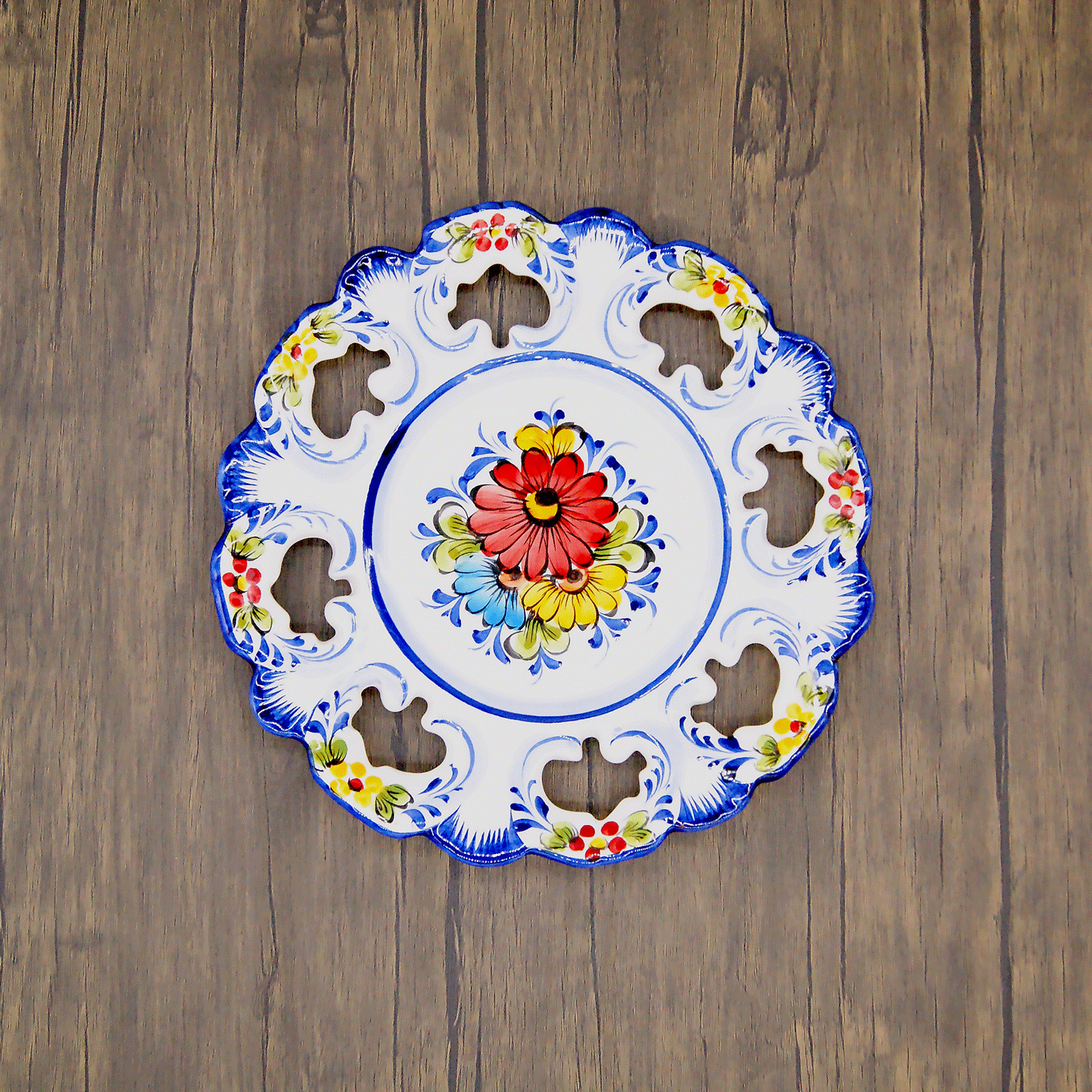 10 Inch Hand painted Portuguese Ceramic Wall Decor Hanging Plate