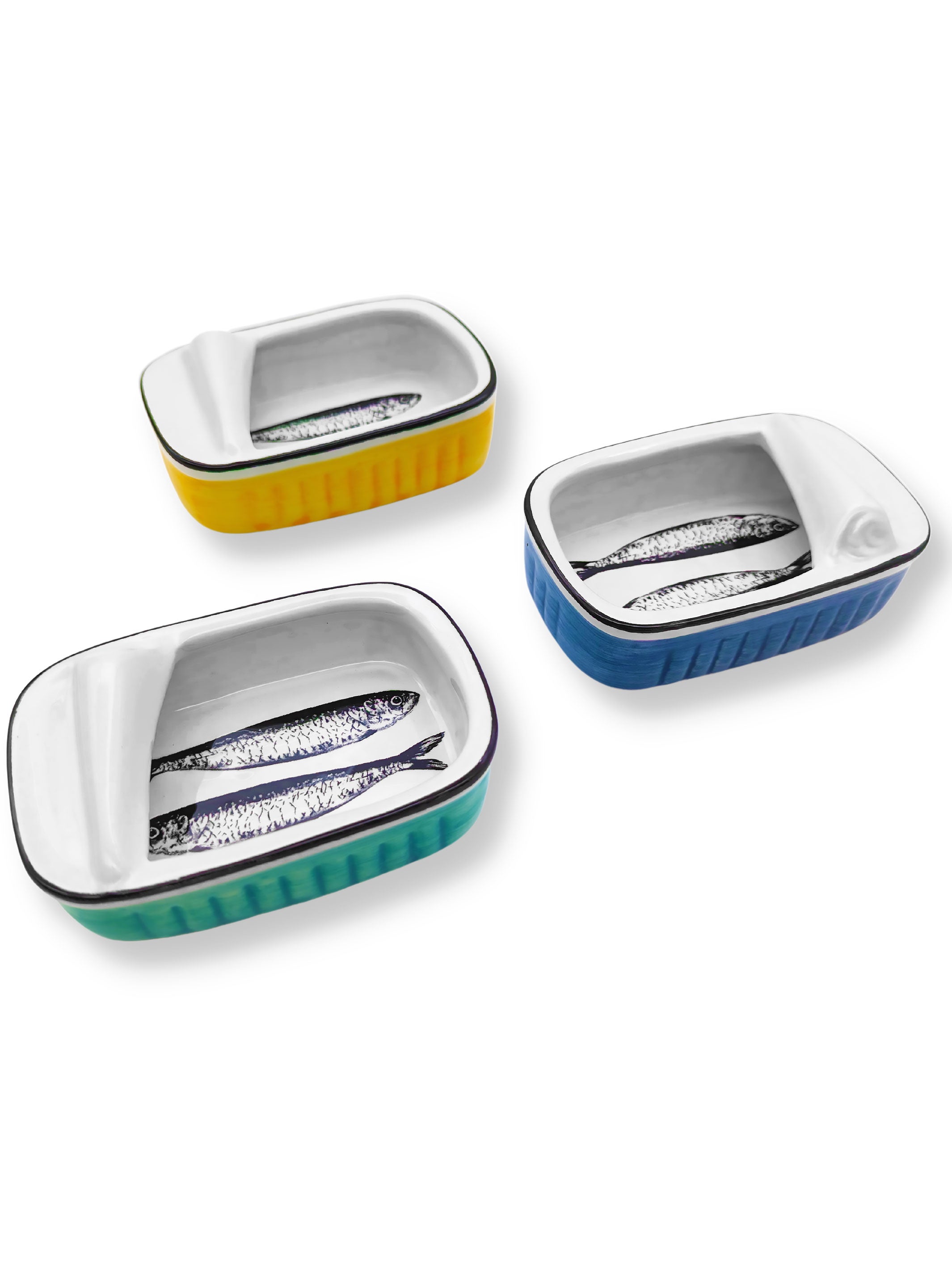 Portuguese Pottery Ceramic Canned Sardines Small Dipping Bowls – Set of 3