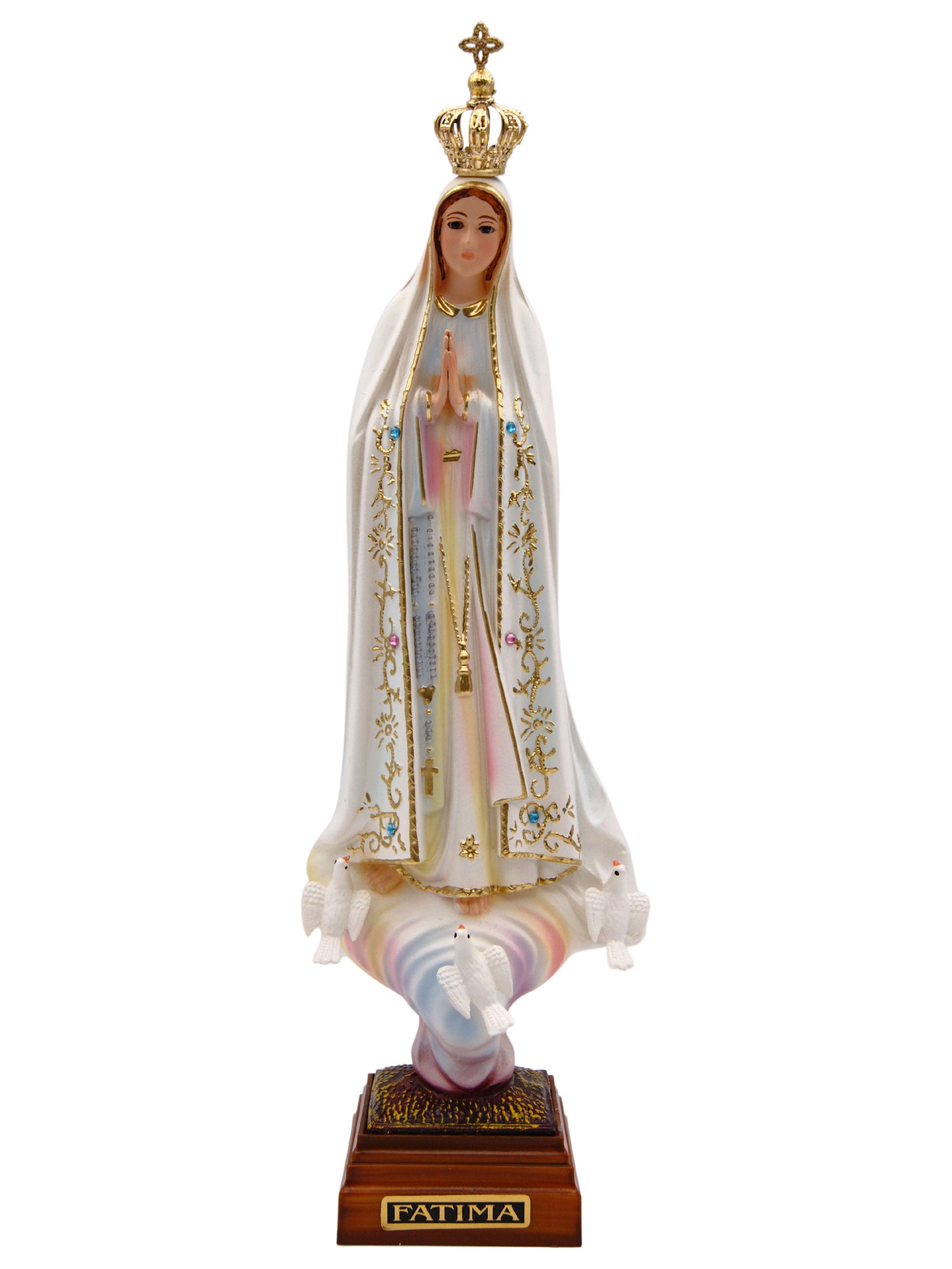 12 Inch Glass Eyes Our Lady of Fatima Statue Made in Portugal