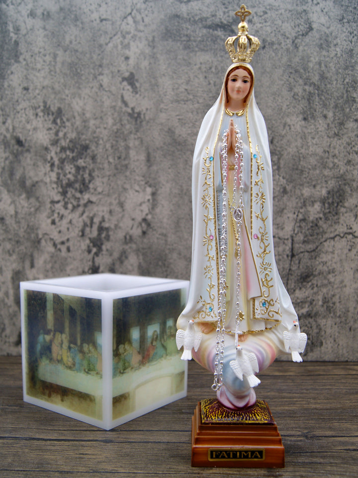 12 Inch Glass Eyes Our Lady of Fatima Statue Made in Portugal