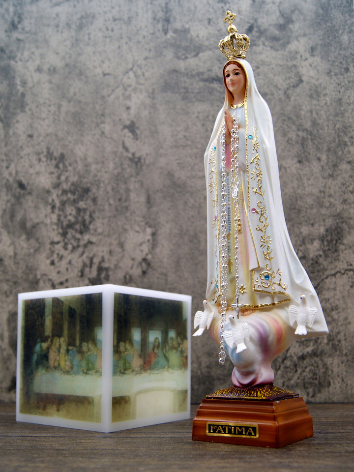 12 Inch Glass Eyes Our Lady of Fatima Statue Made in Portugal