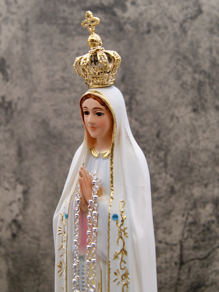 12 Inch Glass Eyes Our Lady of Fatima Statue Made in Portugal