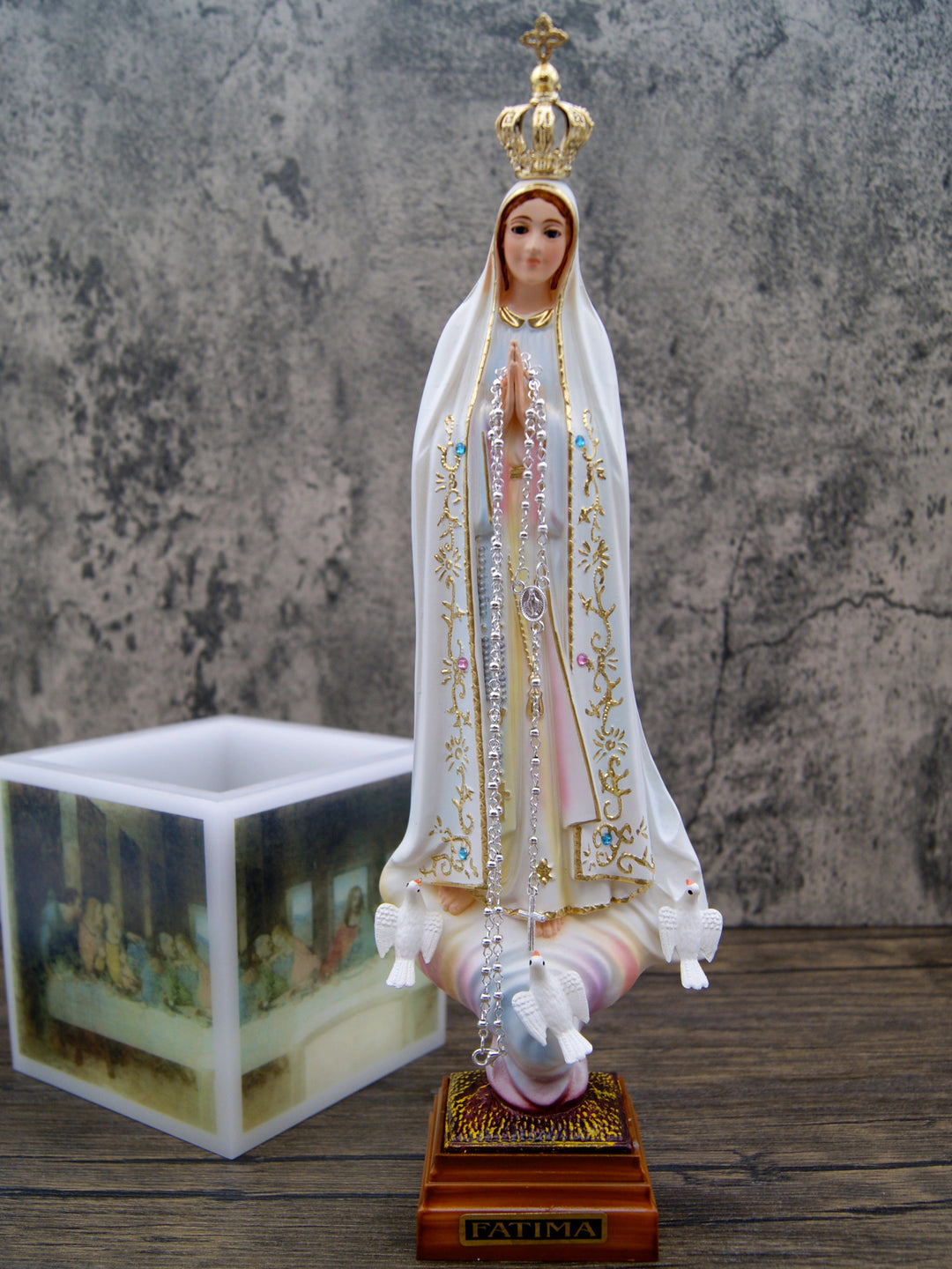 12 Inch Glass Eyes Our Lady of Fatima Statue Made in Portugal