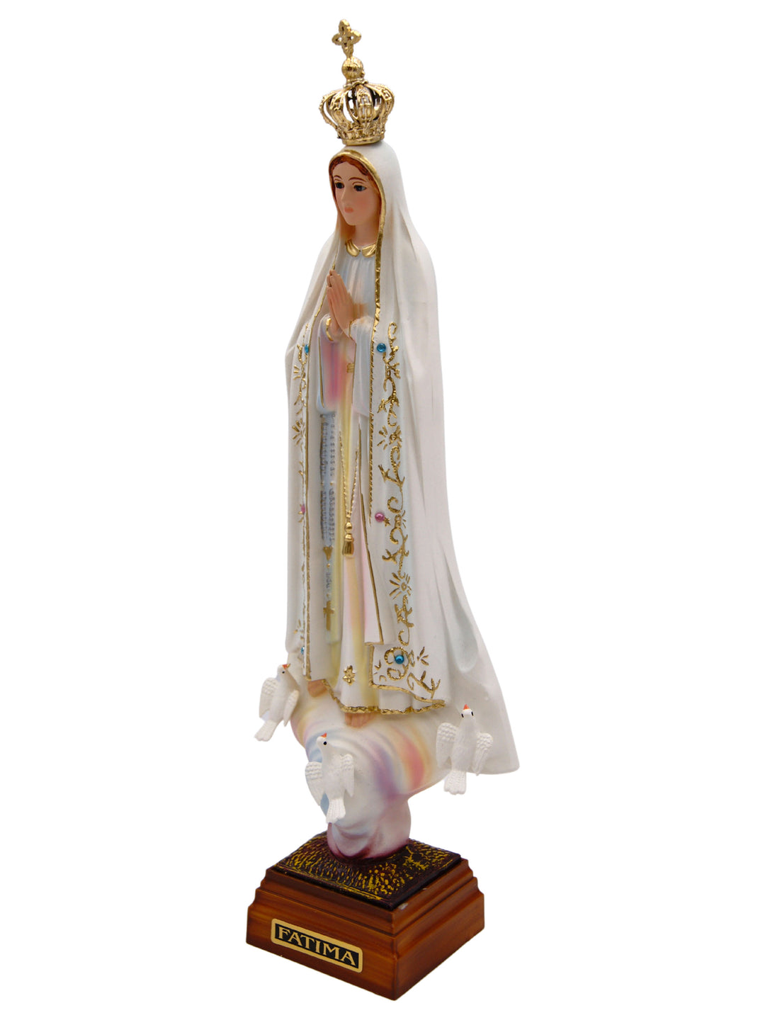 12 Inch Glass Eyes Our Lady of Fatima Statue Made in Portugal