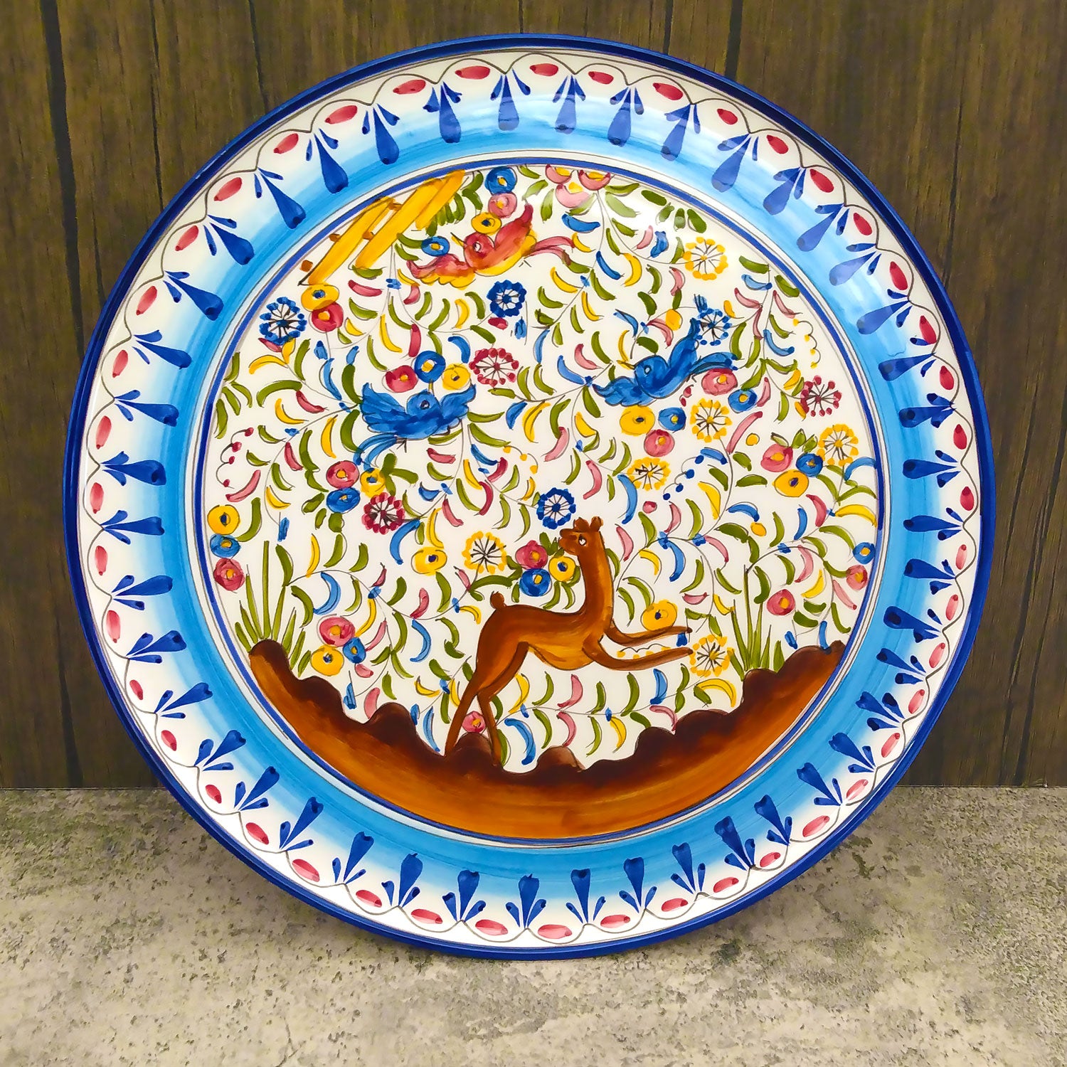 13 Inch Portuguese Pottery Hand Painted Large Pizza Serving Plate