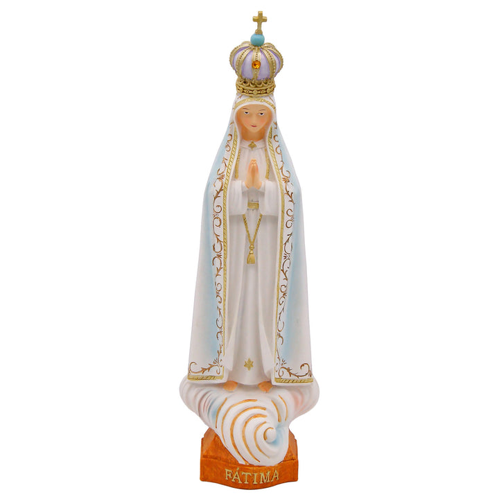 This Our Lady of Fatima statue is made in Fatima, Portugal by the hands of the same artisans that craft the statues of the Shrine of Fatima.