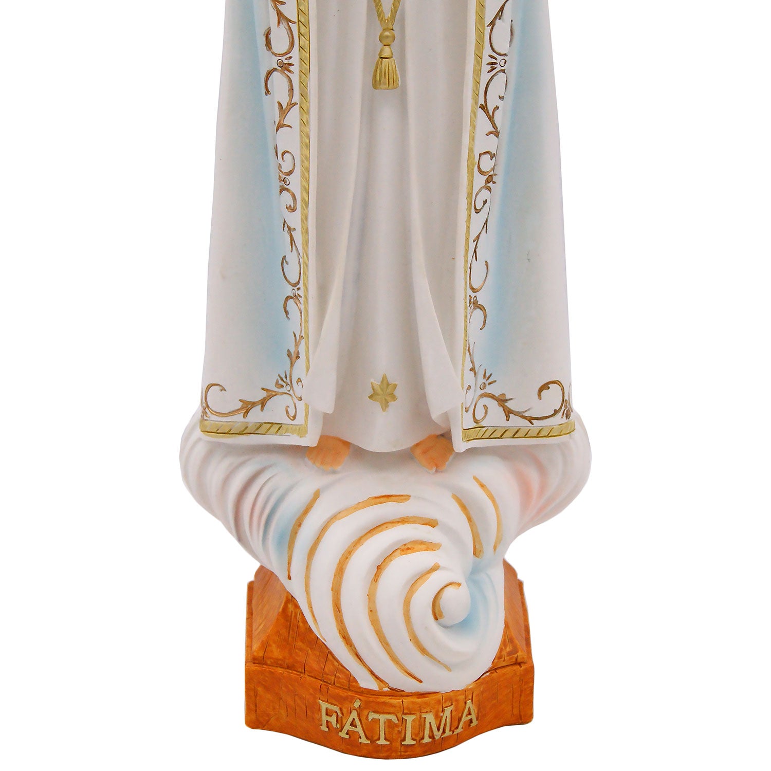 The craftsmanship in the Our Lady image takes attention  to details.