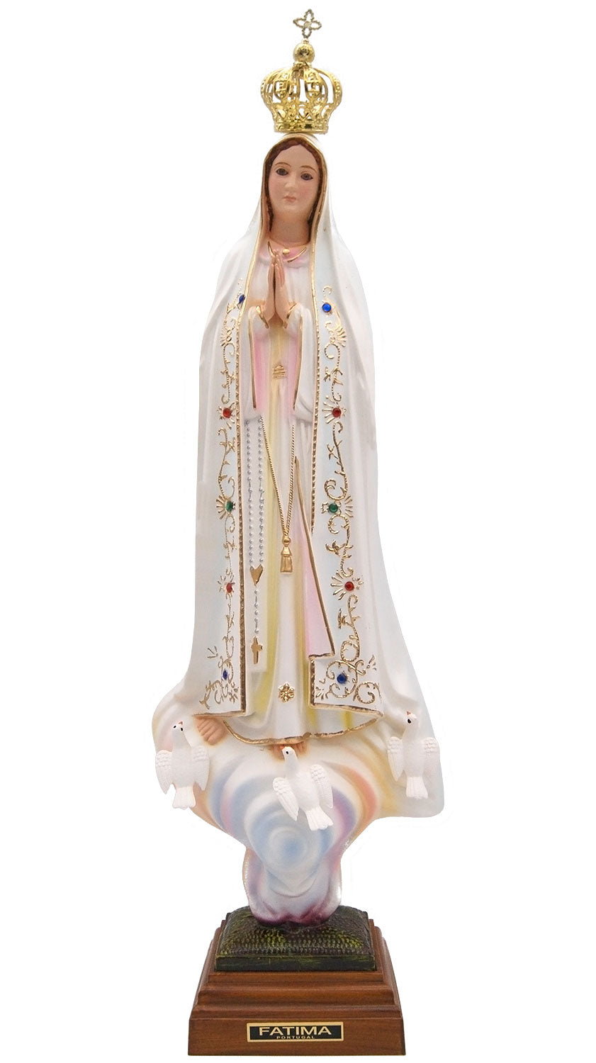 20 Inch Glass Eyes Our Lady of Fatima Statue Made in Portugal