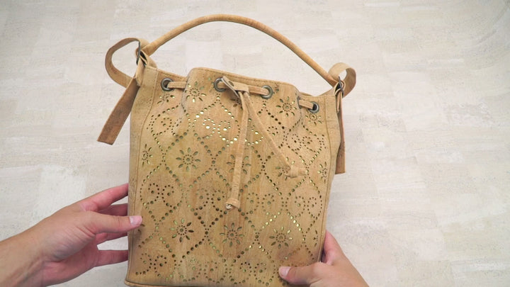 Handmade Vegan Portuguese Cork Purse Bucket Bag for Women