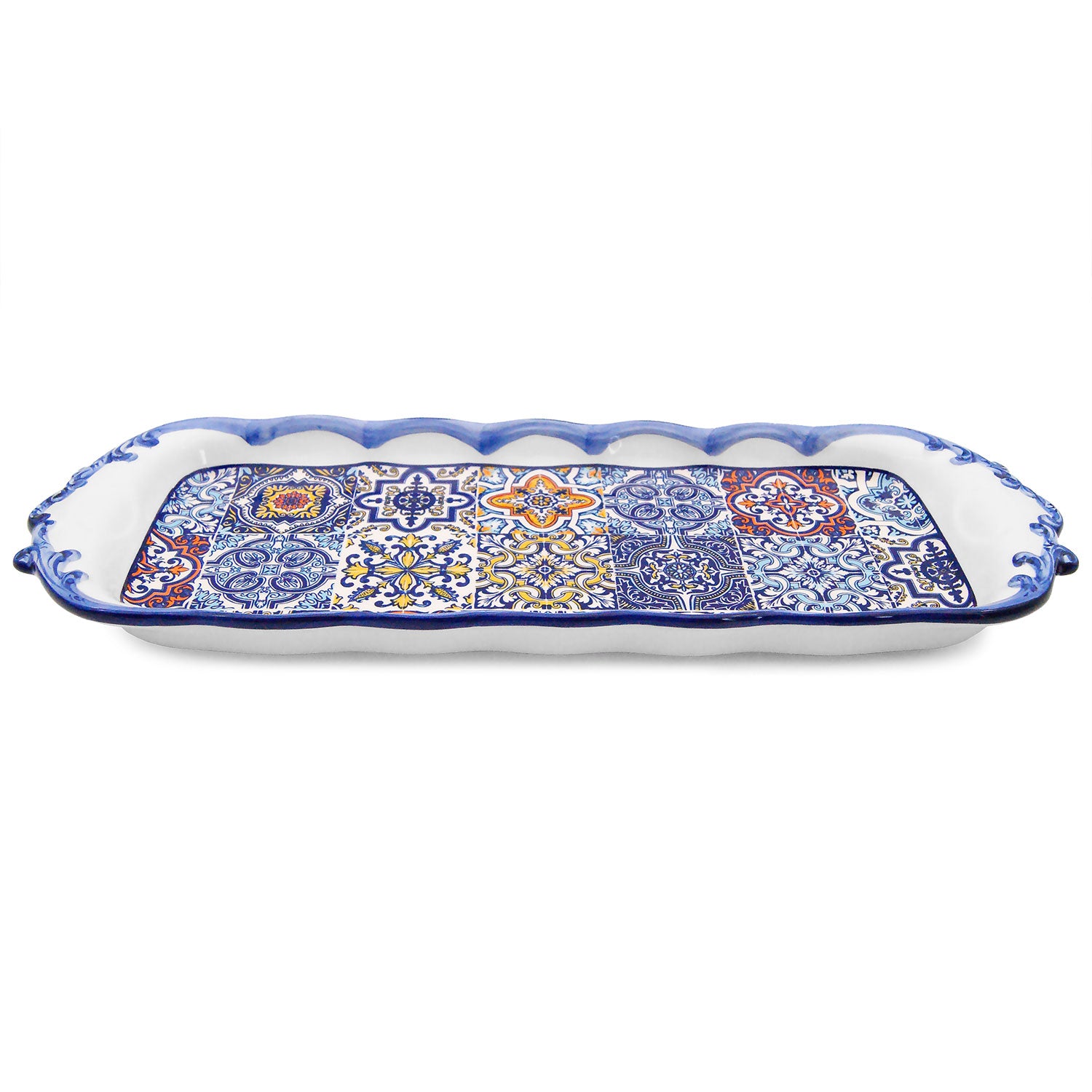 Portuguese Pottery Alcobaça Ceramic Large Rectangular Serving Platter