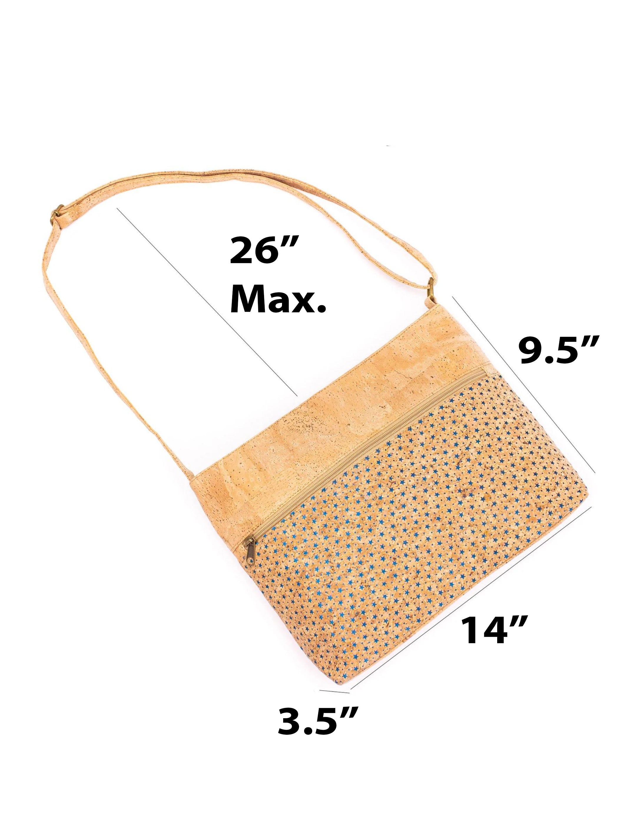 Blue Stars Handmade Portuguese Cork Purse Crossbody Shoulder Bag
